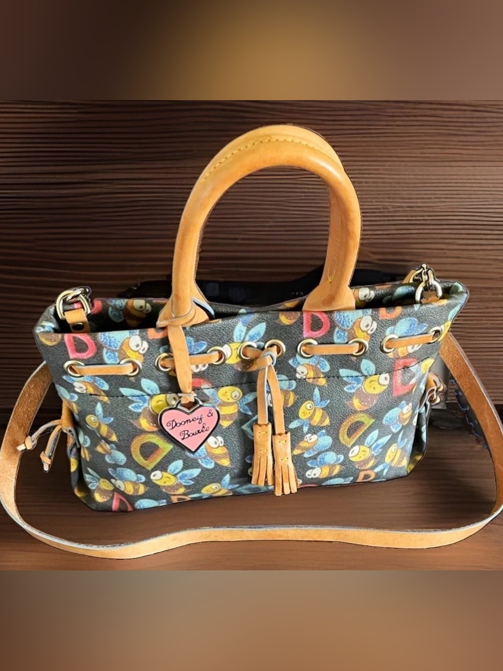 Dooney & Bourke Vintage Bumblebee Print Satchel Bag - Picture 4 of 4